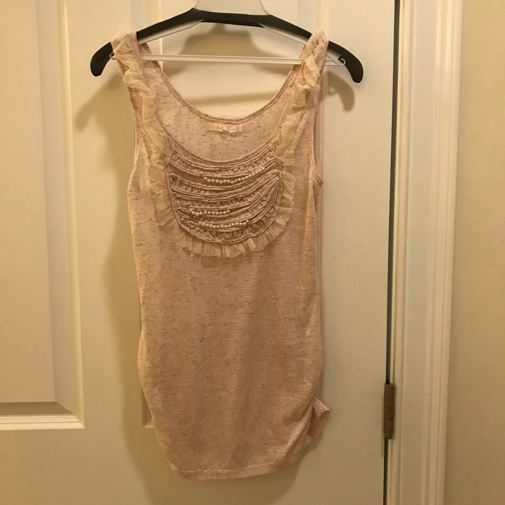 Rugby rose lace/ beaded tank top